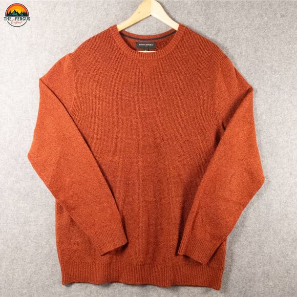 Banana Republic Pullover Sweater Burnt Orange Cotton Blend Long Sleeve Men Sz XL - Picture 1 of 12